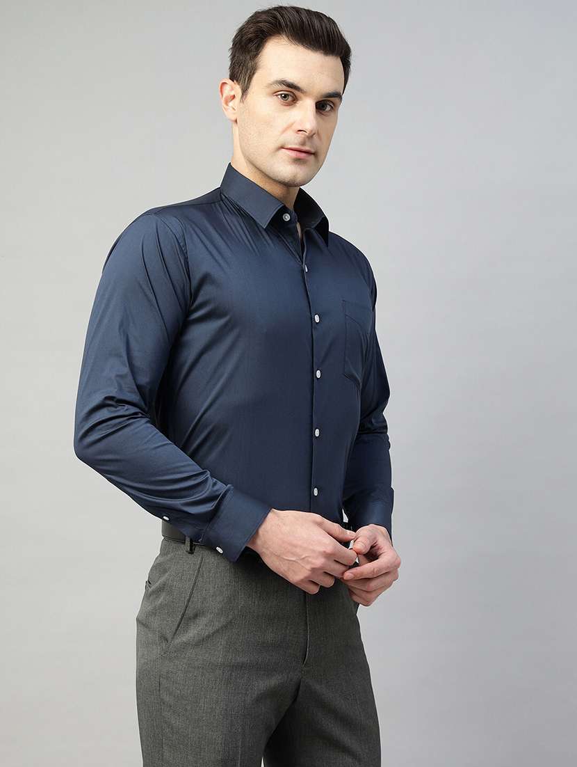 men solid collared long sleeve shirt - 22039547 -  Standard Image - 1