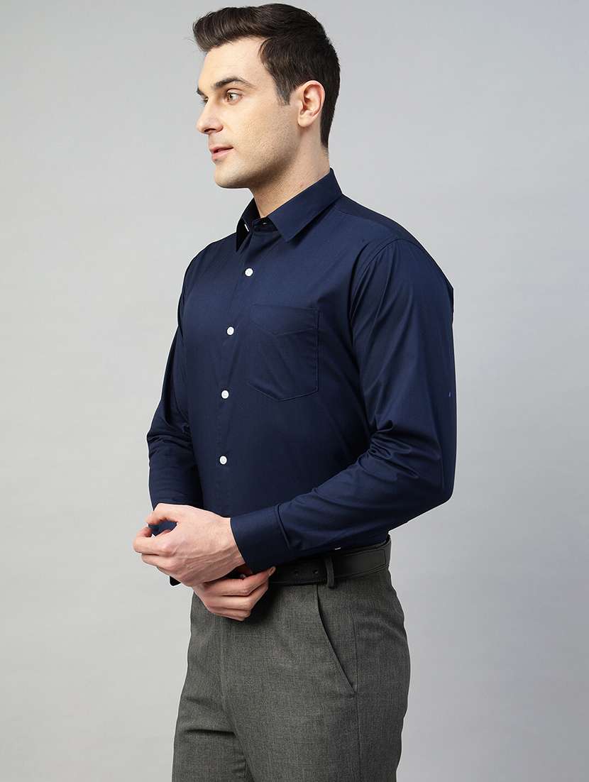 men solid collared long sleeve shirt - 22039550 -  Standard Image - 1