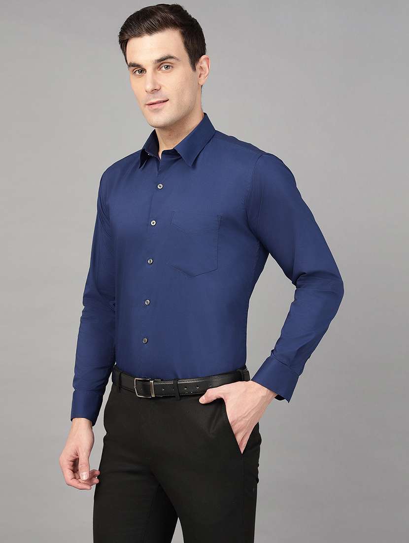 men solid collared long sleeve shirt - 22039552 -  Standard Image - 1