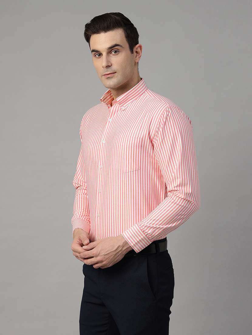 men striped collared long sleeve regular fit shirt - 22039560 -  Standard Image - 1