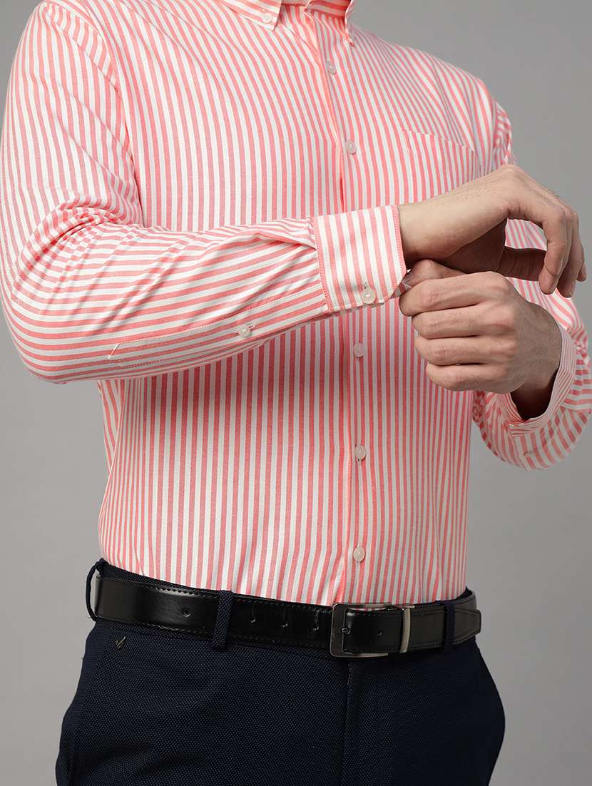 men striped collared long sleeve regular fit shirt - 22039560 -  Standard Image - 4