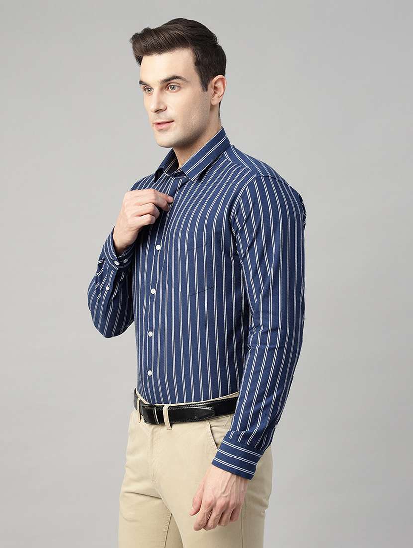 men striped collared long sleeve shirt - 22039562 -  Standard Image - 1