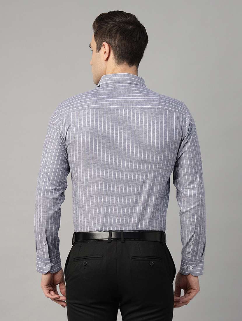 men striped collared long sleeve regular fit shirt - 22039570 -  Standard Image - 1