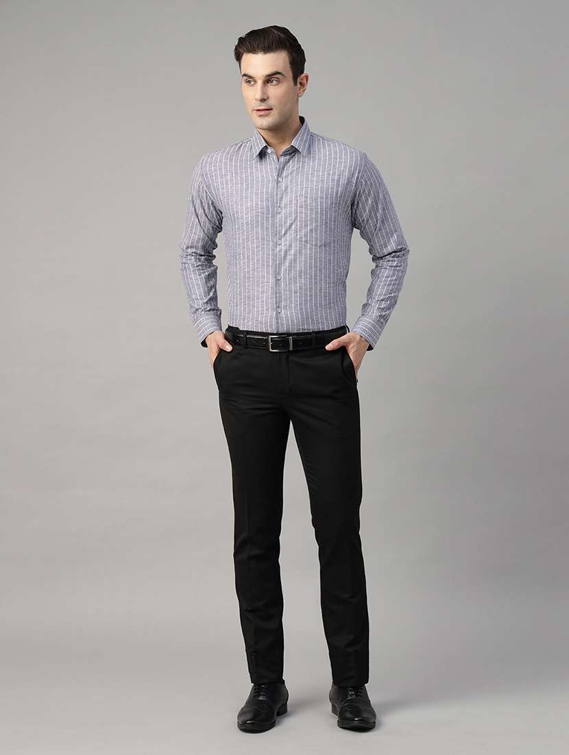 men striped collared long sleeve regular fit shirt - 22039570 -  Standard Image - 4