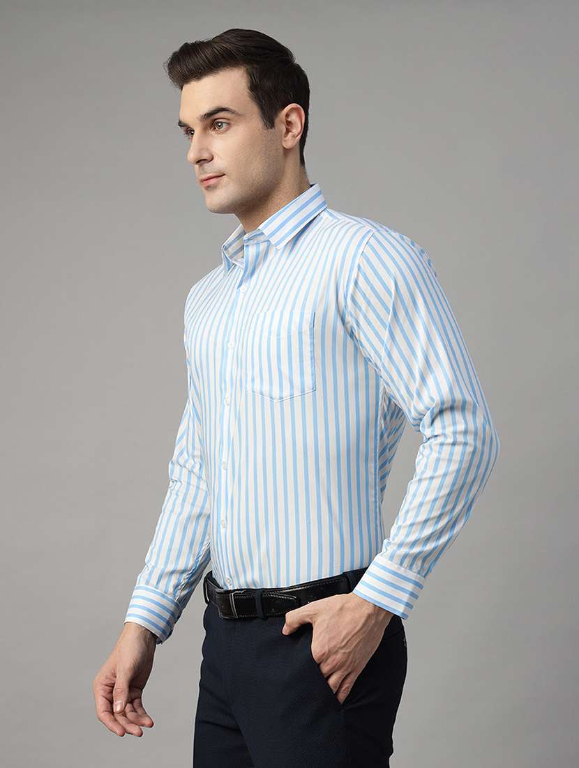 men striped collared long sleeve shirt - 22039571 - Standard Image - 1