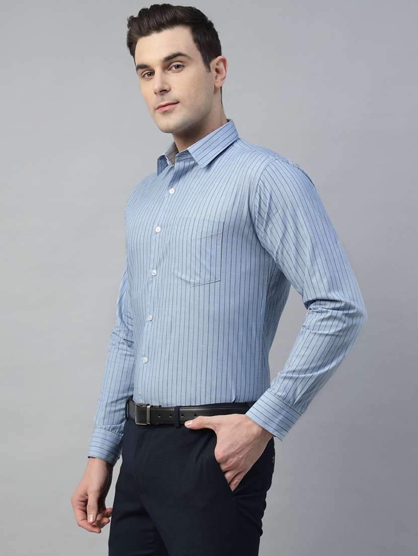 men striped collared long sleeve shirt - 22039573 -  Standard Image - 1