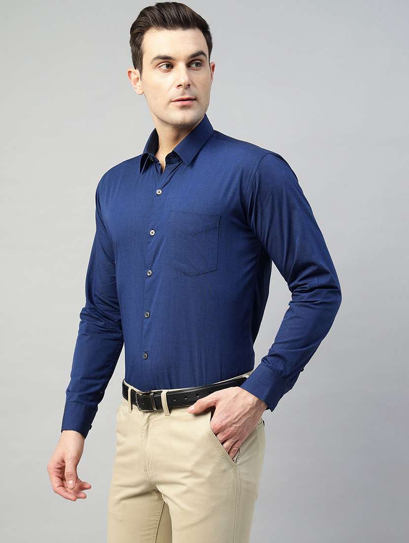 men solid collared long sleeve shirt - 22039576 -  Standard Image - 1