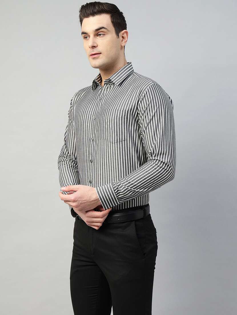 men striped collared long sleeve shirt - 22039578 -  Standard Image - 1