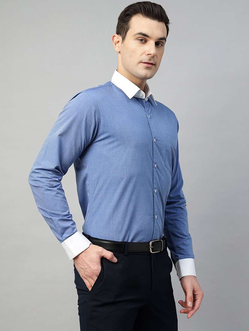 men solid collared long sleeve regular fit shirt - 22039580 -  Standard Image - 1