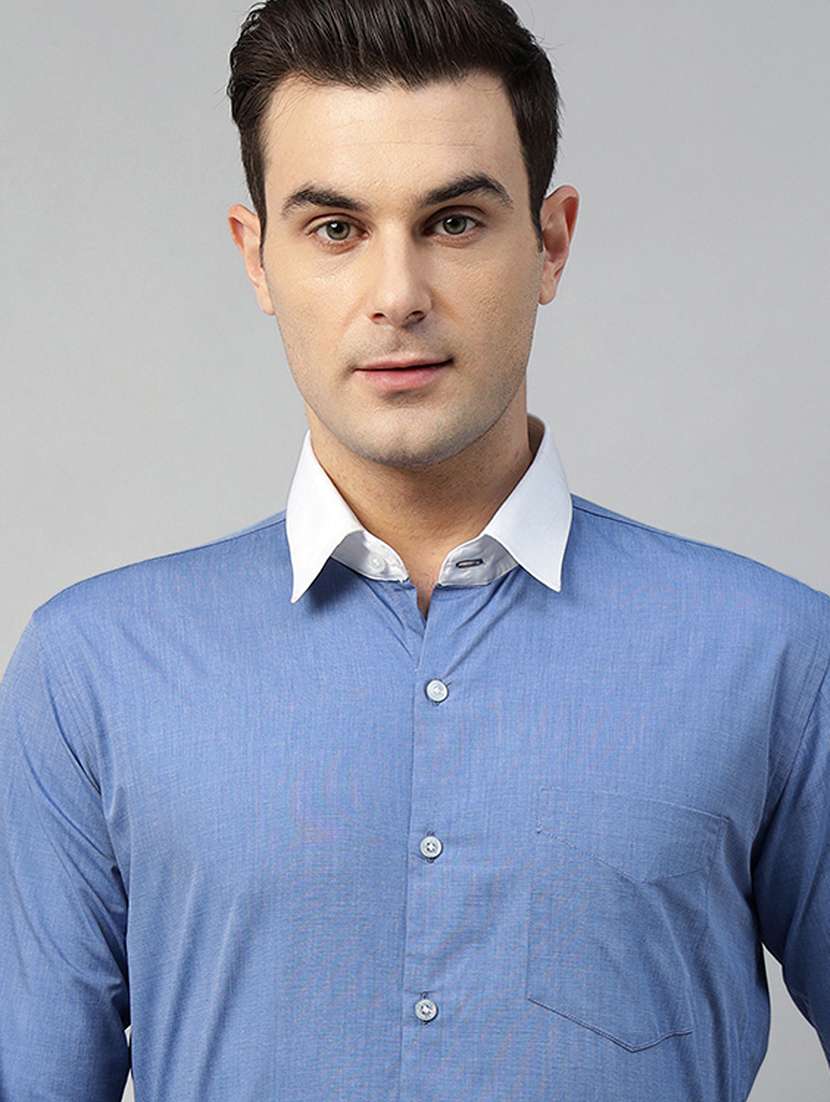 men solid collared long sleeve regular fit shirt - 22039580 -  Standard Image - 4