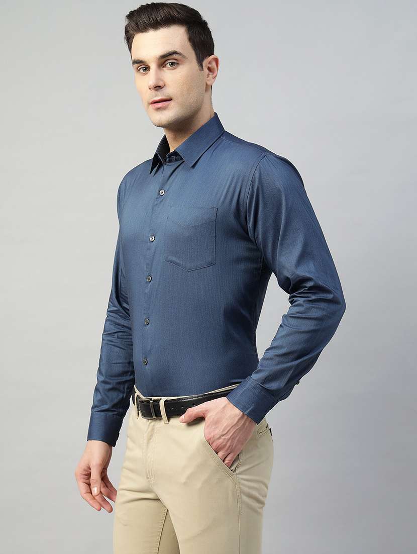 men solid collared long sleeve regular fit shirt - 22039586 -  Standard Image - 1