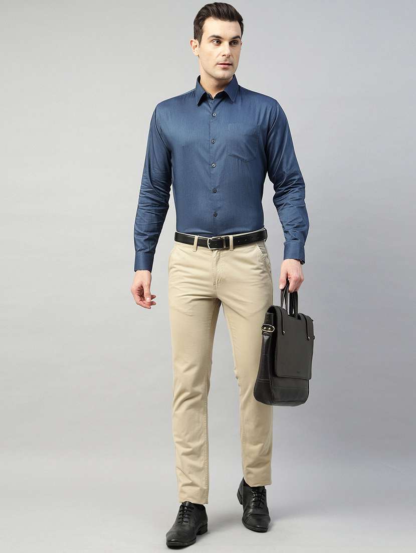 men solid collared long sleeve regular fit shirt - 22039586 -  Standard Image - 4