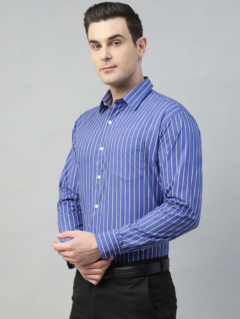 men striped collared long sleeve shirt - 22039587 -  Standard Image - 1