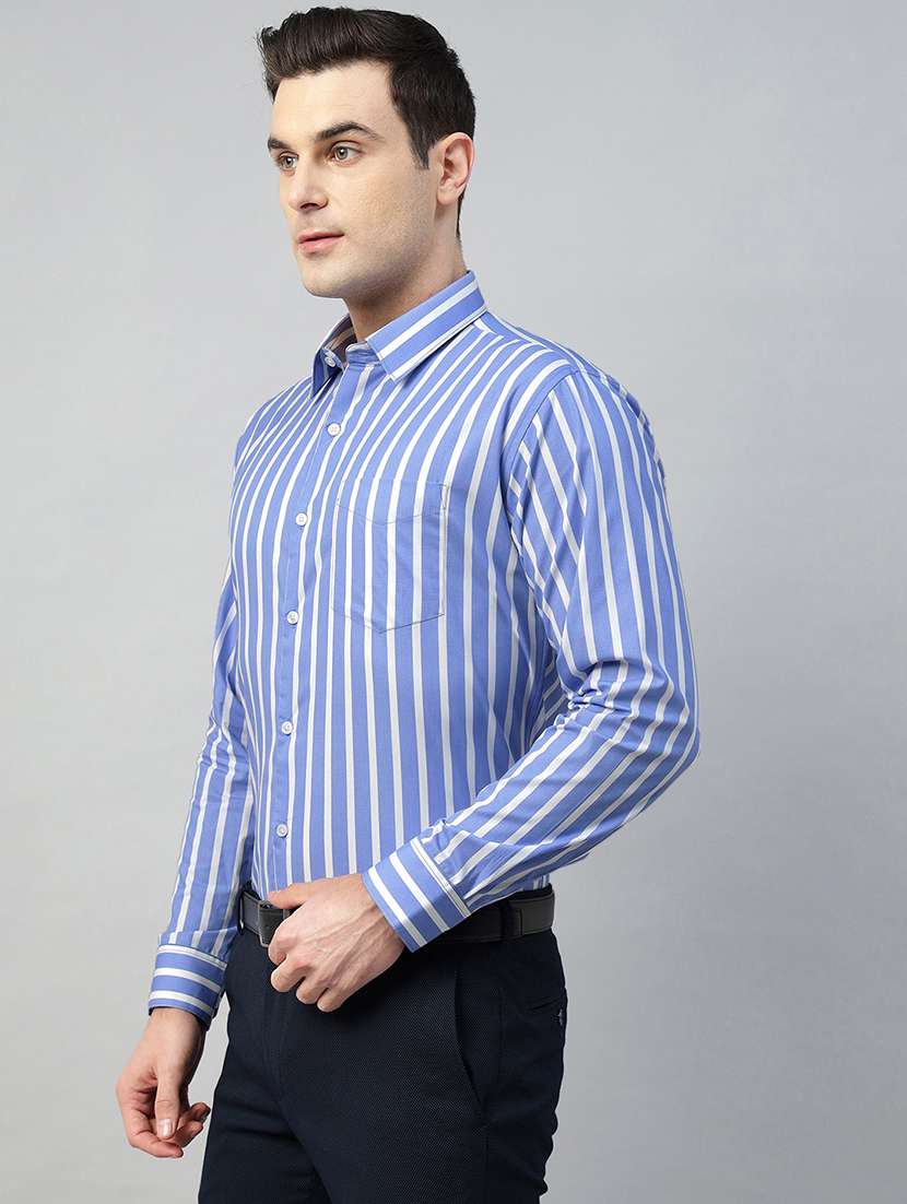 men striped collared long sleeve shirt - 22039588 -  Standard Image - 1