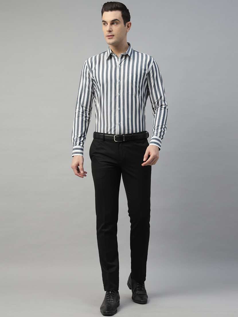 men striped collared long sleeve regular fit shirt - 22039591 -  Standard Image - 4
