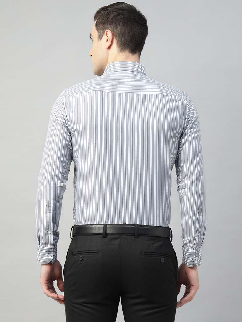men striped collared long sleeve regular fit shirt - 22039593 -  Standard Image - 1