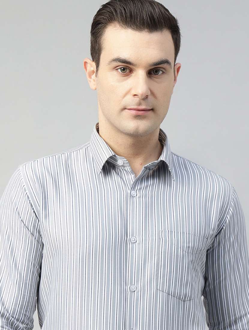 men striped collared long sleeve regular fit shirt - 22039593 -  Standard Image - 4