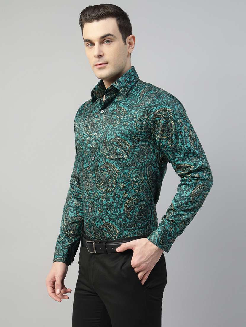 men printed collared long sleeve regular fit shirt - 22039606 -  Standard Image - 1