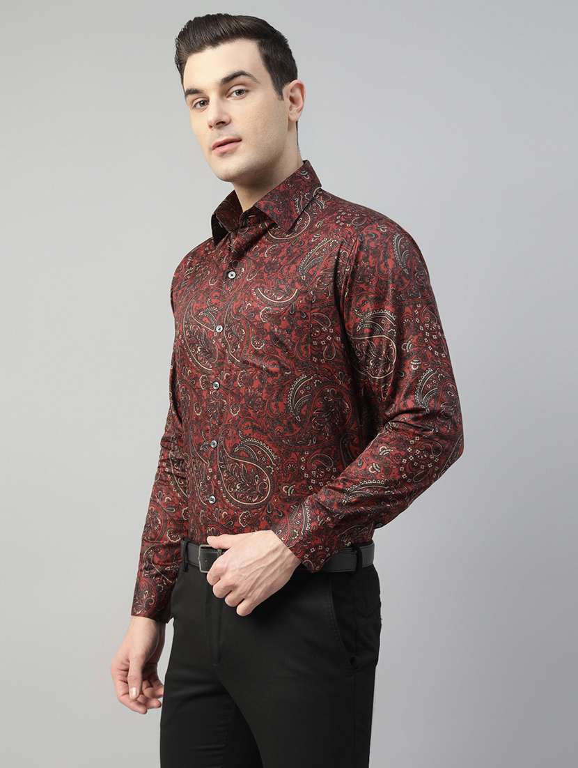 men printed collared long sleeve shirt - 22039607 -  Standard Image - 1