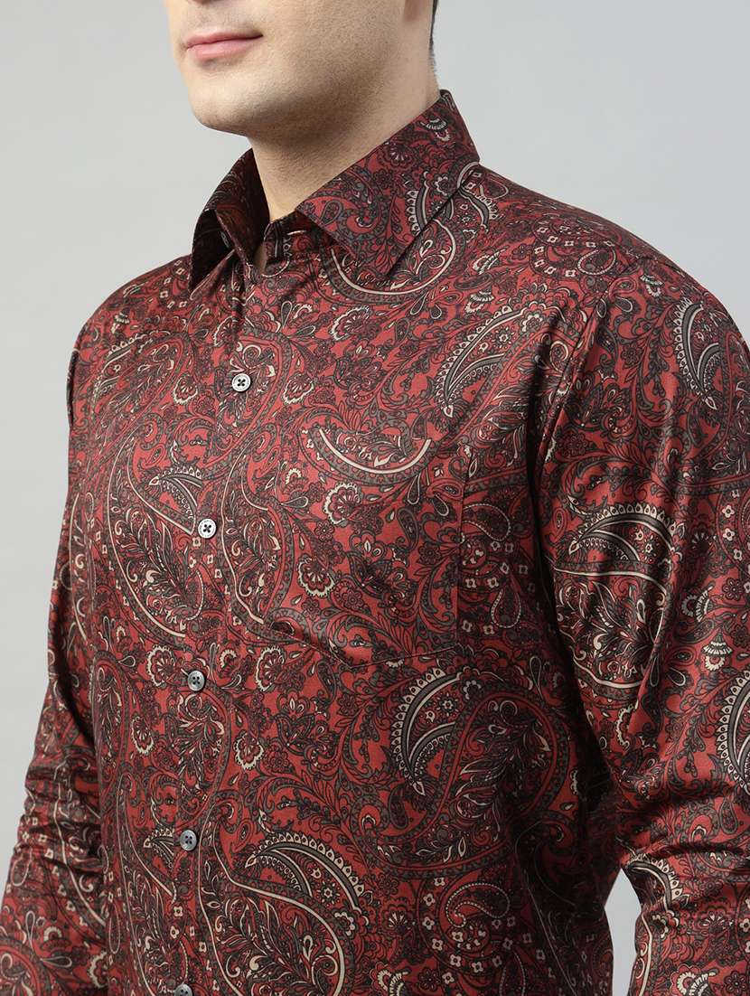men printed collared long sleeve shirt - 22039607 -  Standard Image - 4