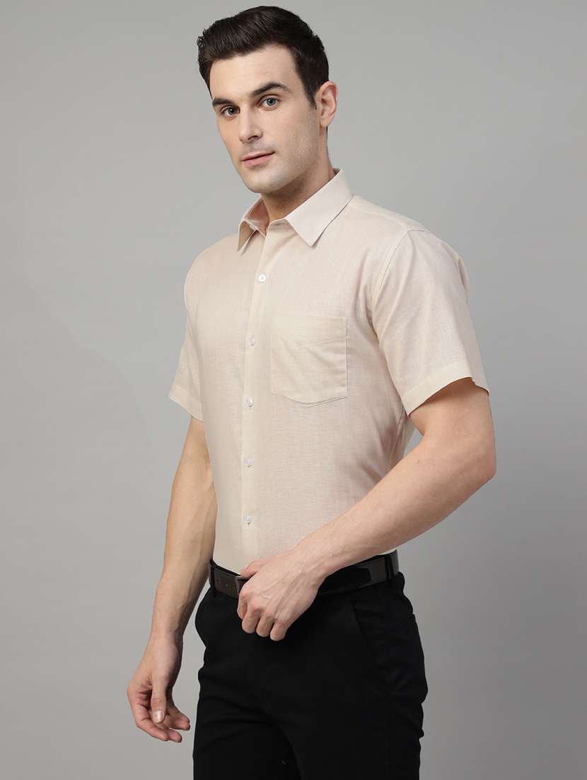 men solid collared short sleeve shirt - 22039609 -  Standard Image - 1