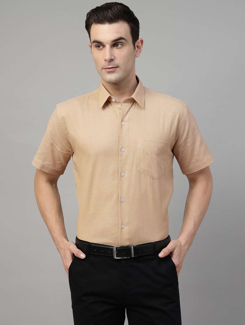 men solid collared short sleeve shirt - 22039610 -  Standard Image - 1