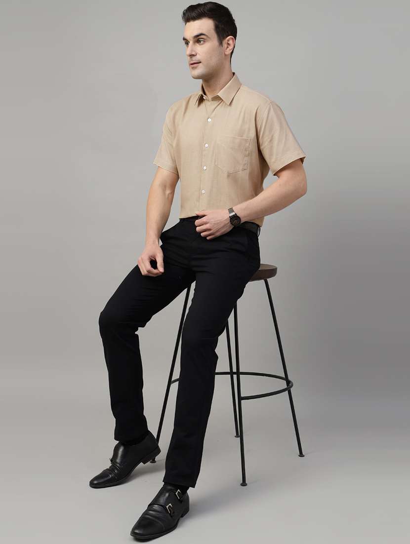 men solid collared short sleeve shirt - 22039610 -  Standard Image - 4