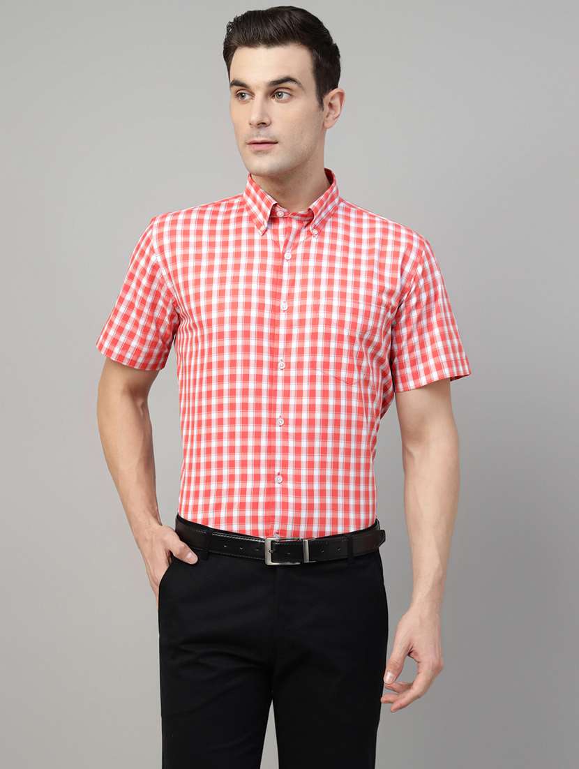 men checkered collared short sleeve regular fit shirt - 22039613 -  Standard Image - 4