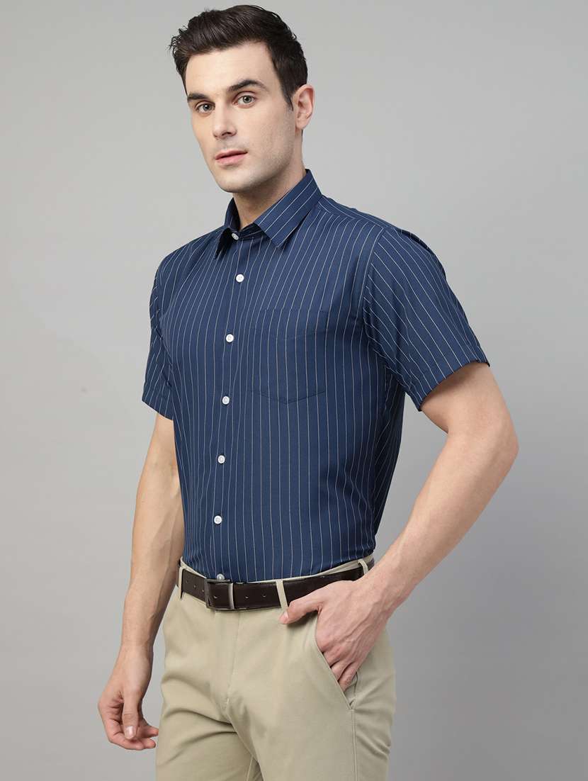 men striped collared short sleeve shirt - 22039621 -  Standard Image - 1