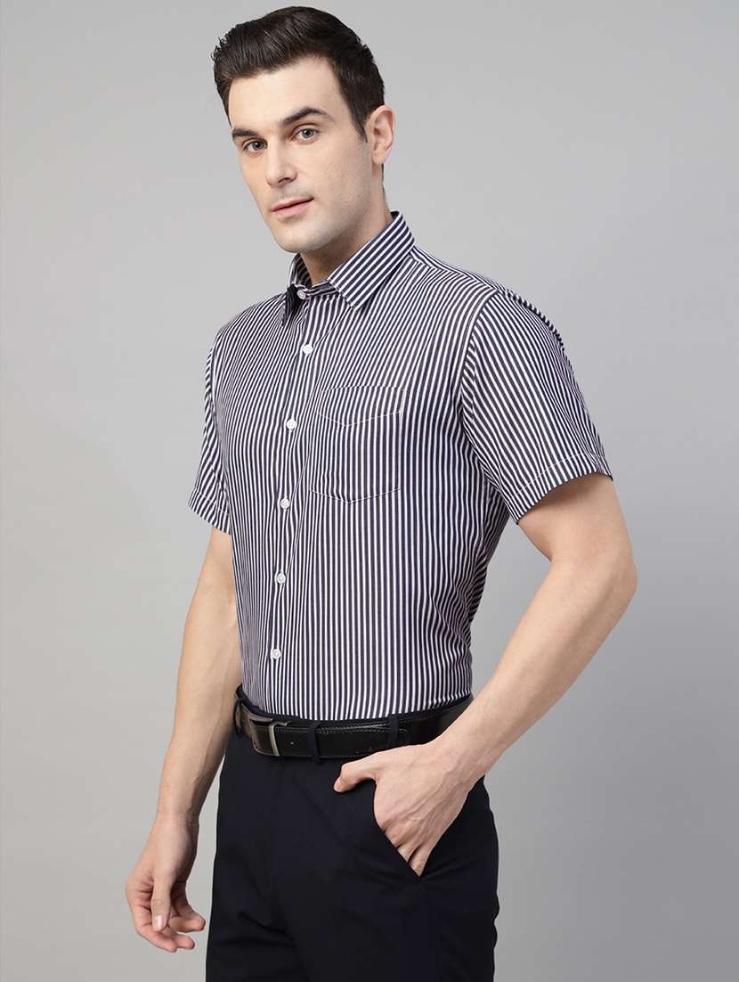 men striped collared long sleeve shirt - 22039622 -  Standard Image - 1
