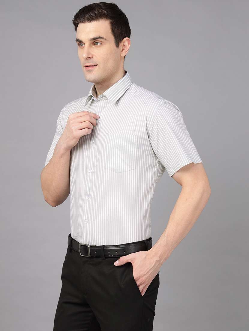 men striped collared short sleeve shirt - 22039638 -  Standard Image - 1