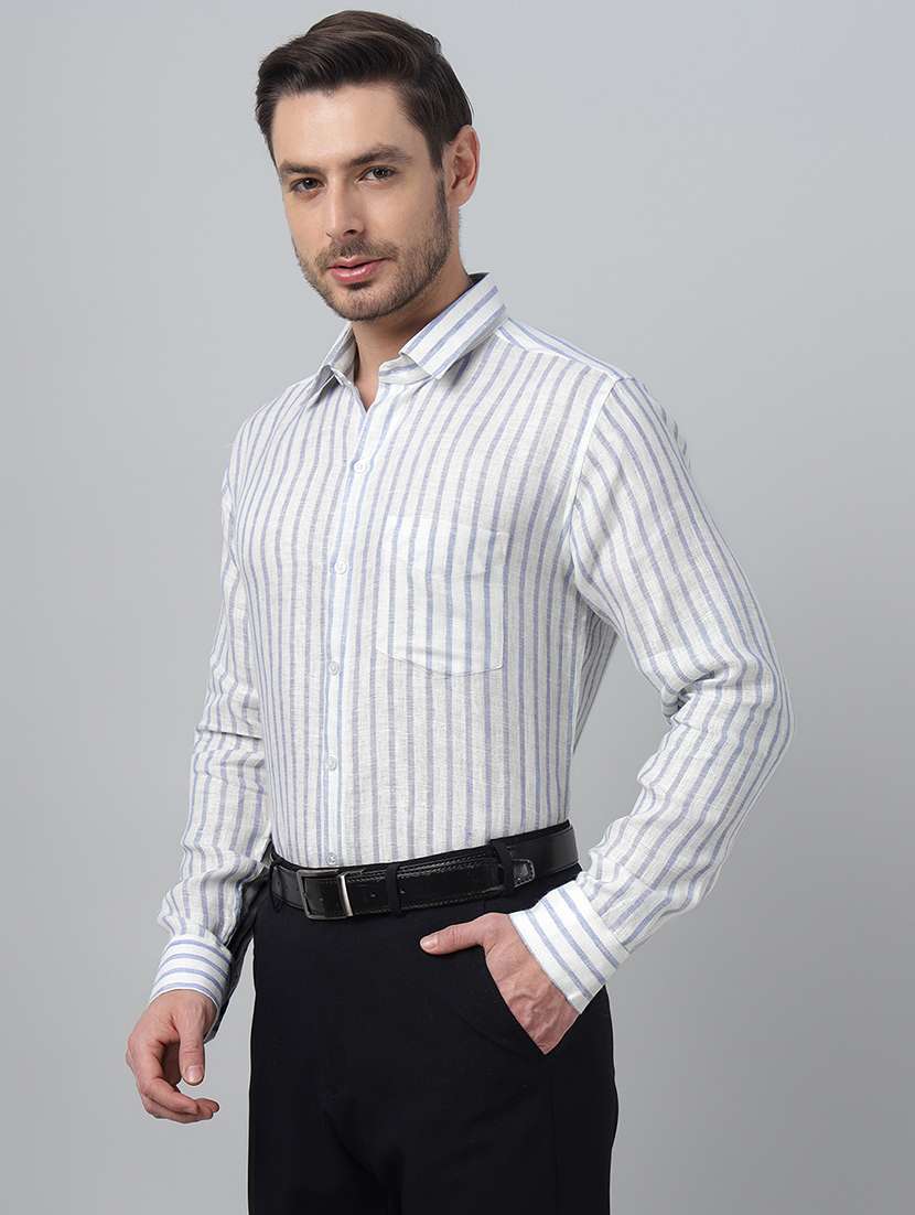 men striped collared long sleeve shirt - 22039644 -  Standard Image - 1