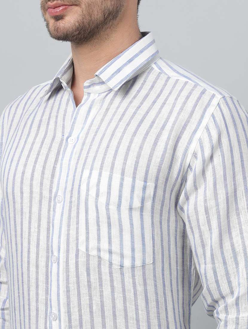 men striped collared long sleeve shirt - 22039644 -  Standard Image - 4