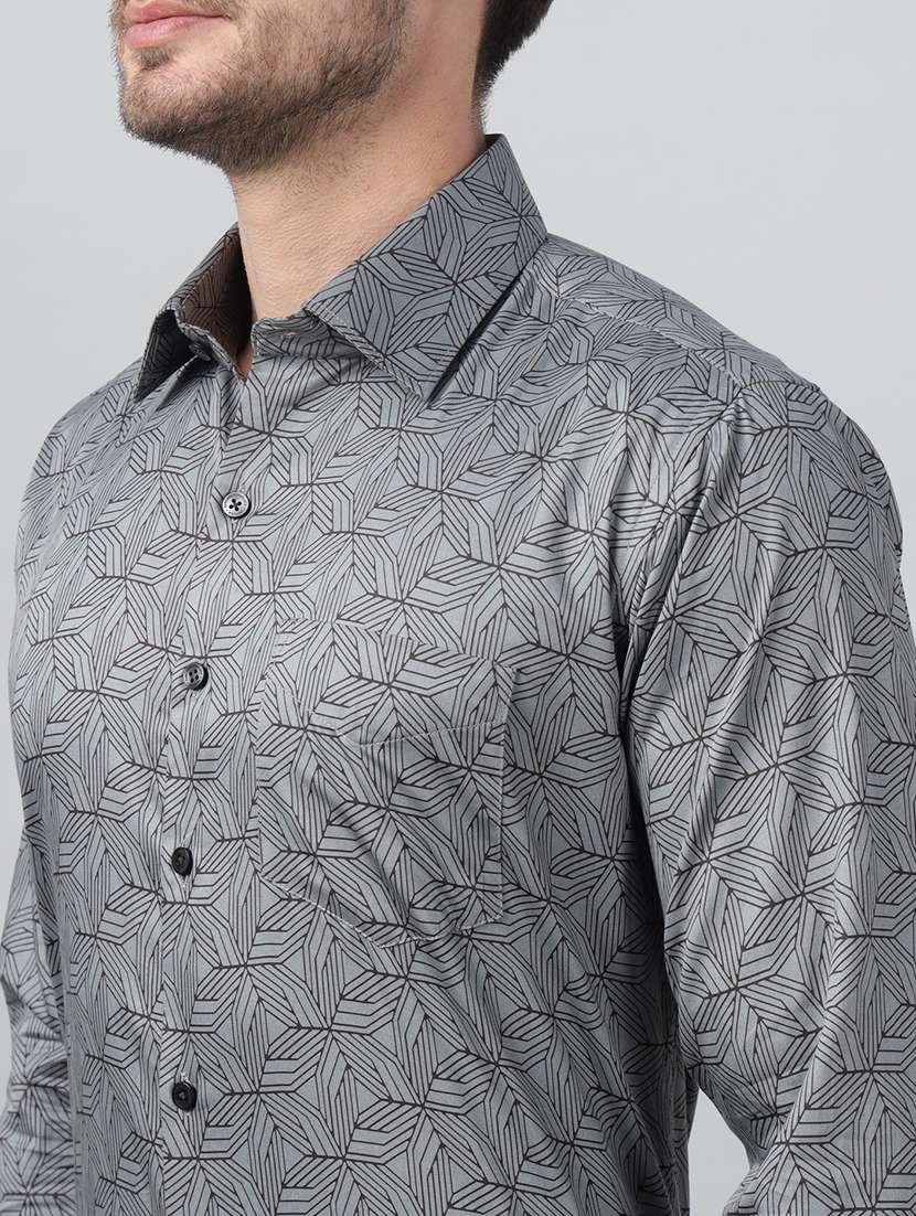 men printed collared long sleeve shirt - 22039648 -  Standard Image - 4