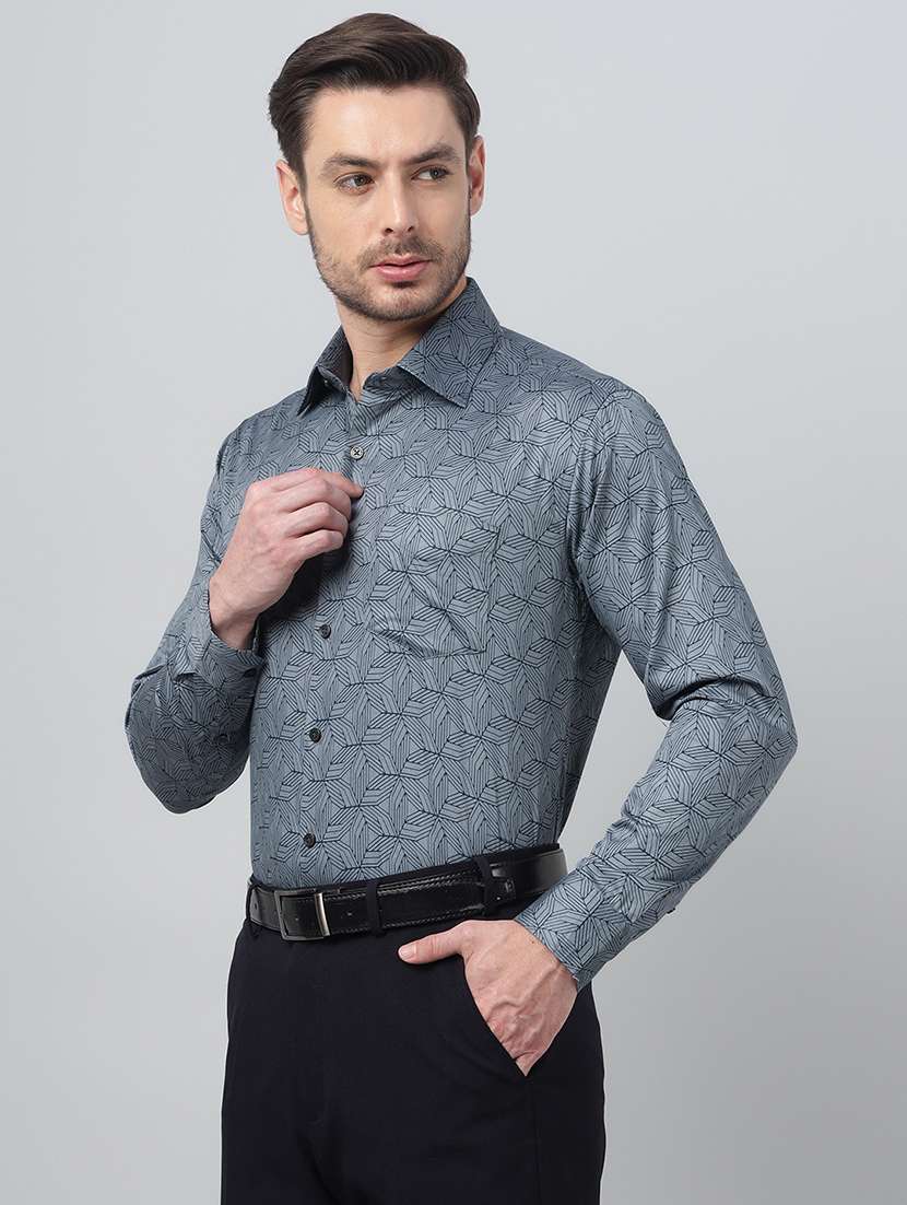 men printed collared long sleeve shirt - 22039649 -  Standard Image - 1
