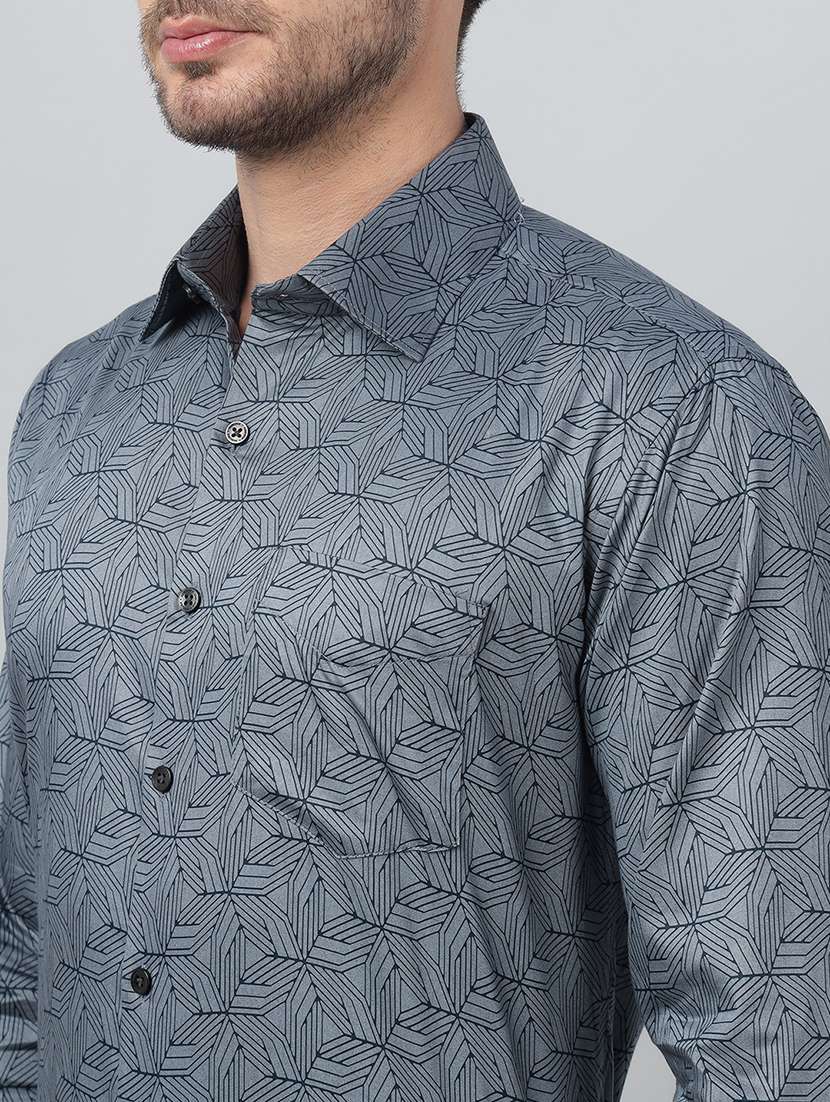 men printed collared long sleeve shirt - 22039649 -  Standard Image - 4