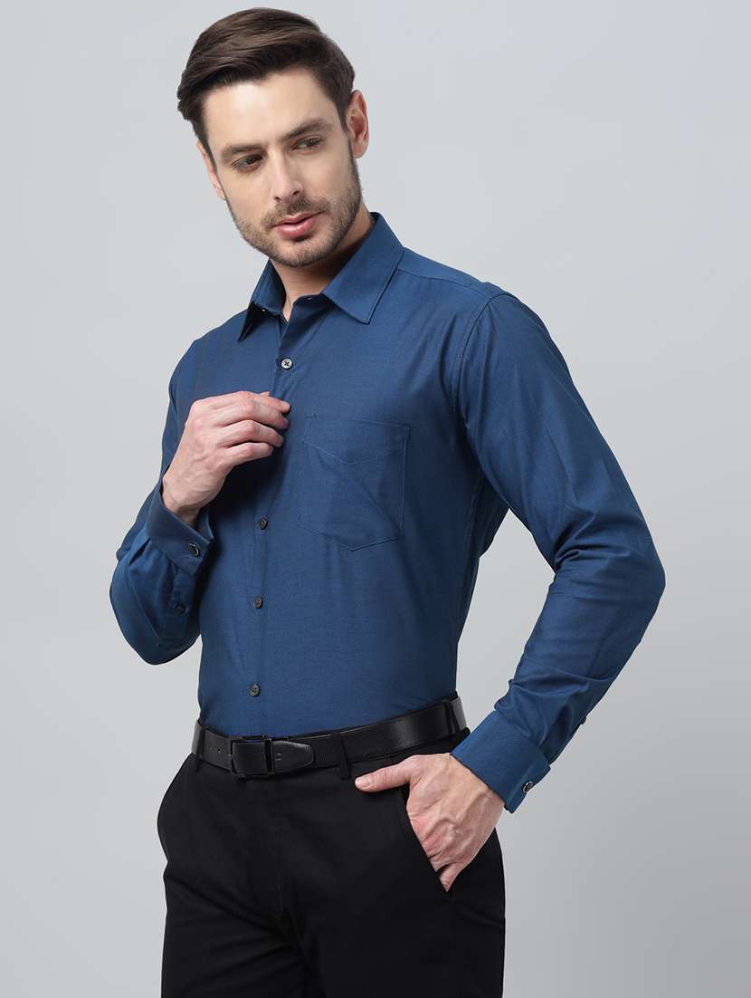 men solid collared long sleeve shirt - 22039654 -  Standard Image - 1