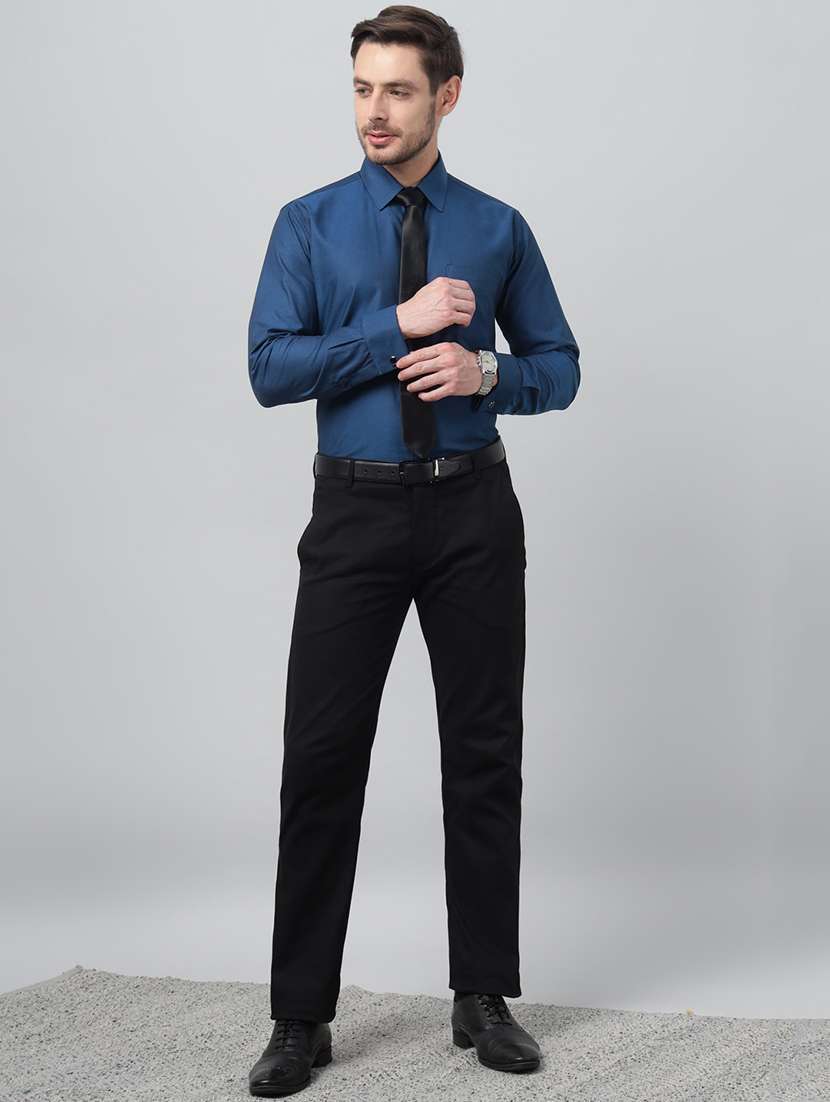 men solid collared long sleeve shirt - 22039654 -  Standard Image - 4