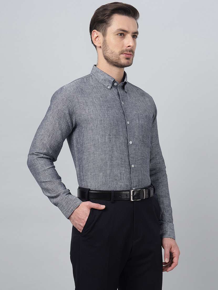 men solid collared long sleeve shirt - 22039655 -  Standard Image - 1