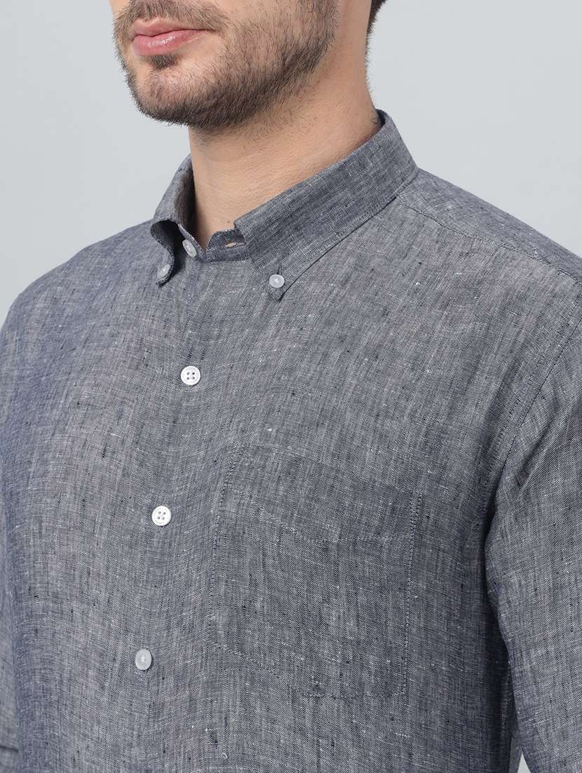 men solid collared long sleeve shirt - 22039655 -  Standard Image - 4