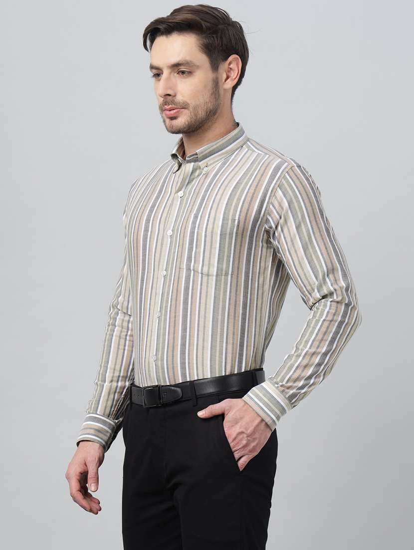 men striped collared long sleeve shirt - 22039656 -  Standard Image - 1