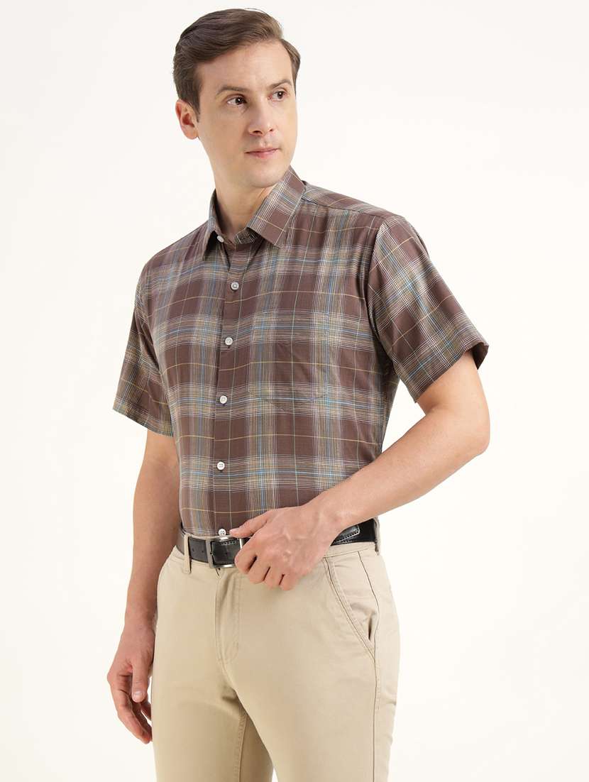 men checkered collared short sleeve shirt - 22039658 -  Standard Image - 1