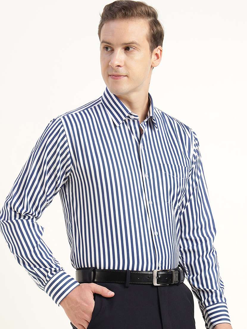 men striped collared long sleeve shirt - 22039659 -  Standard Image - 1