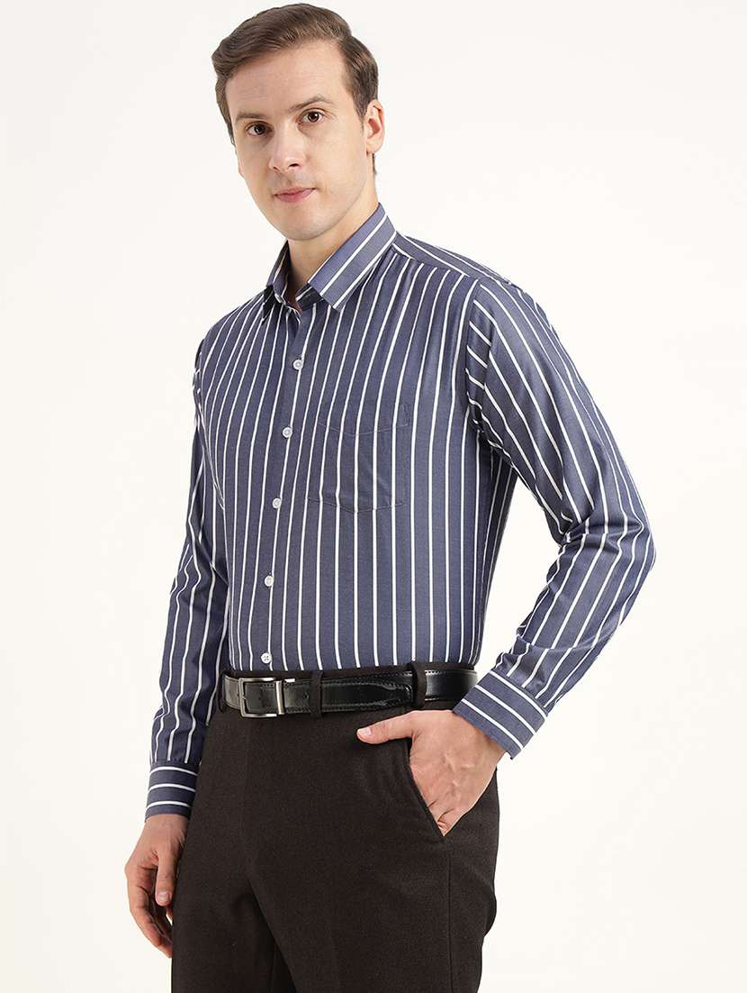 men striped collared long sleeve shirt - 22039660 -  Standard Image - 1