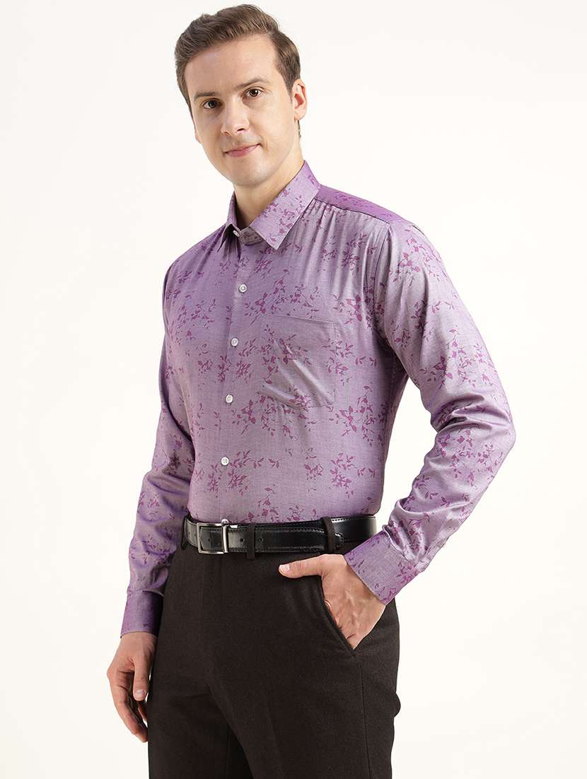 men printed collared long sleeve shirt - 22039663 -  Standard Image - 1
