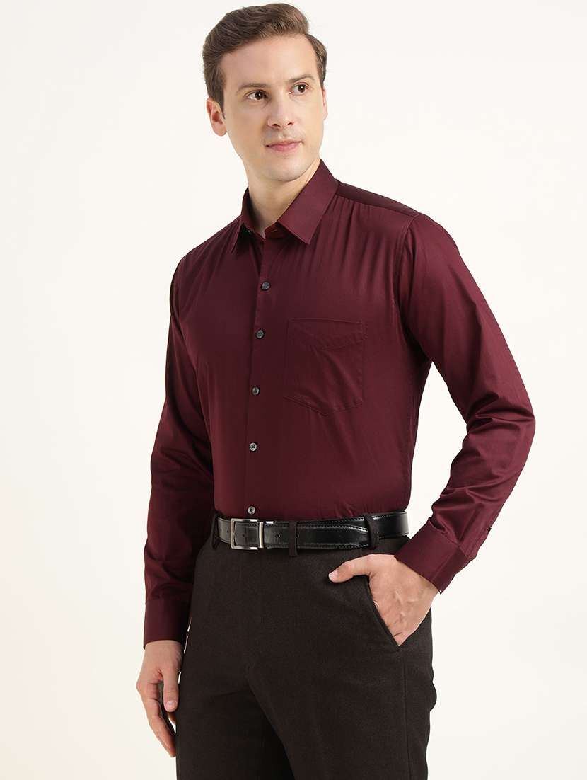 men solid collared long sleeve shirt - 22039670 -  Standard Image - 1
