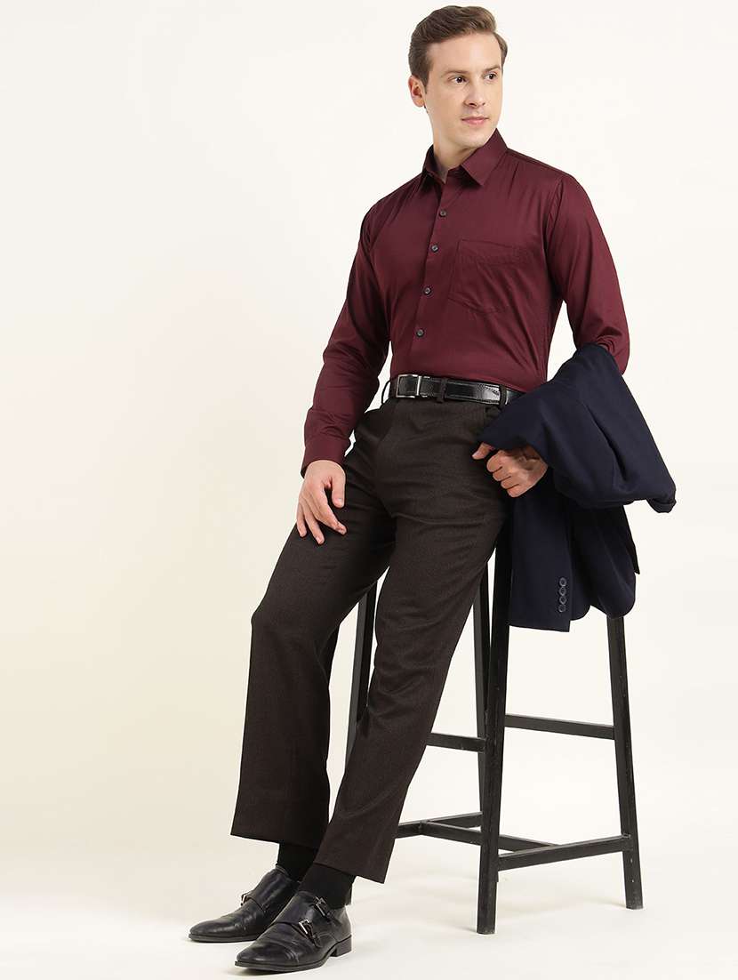 men solid collared long sleeve shirt - 22039670 -  Standard Image - 4