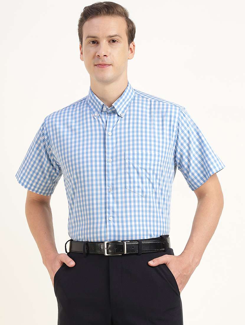 men checkered collared short sleeve shirt - 22039673 -  Standard Image - 1