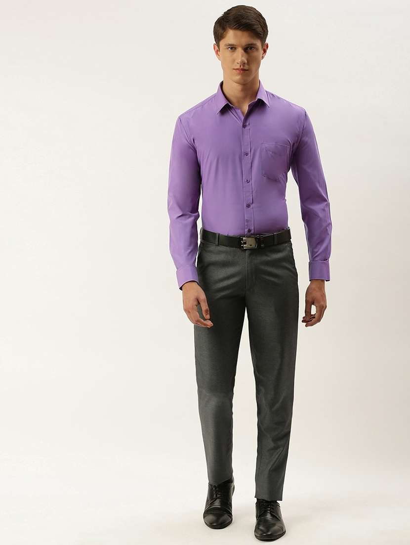 men solid collared long sleeve shirt - 22039676 -  Standard Image - 4