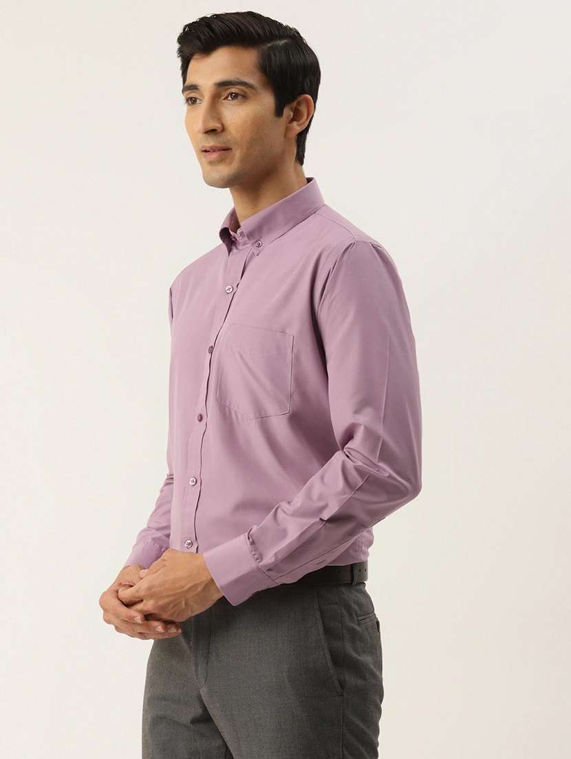 men solid collared long sleeve shirt - 22039681 -  Standard Image - 1